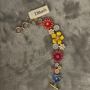 Colorful Floral Bracelet with Gold Details